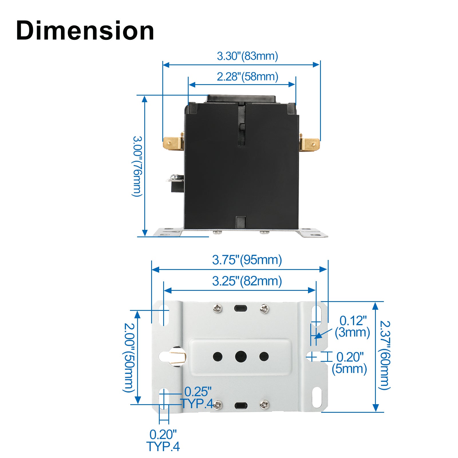 Baomain AC Contactor, 3 Pole 120V AC 40A Heavy Duty Air Conditioner Condenser Compressor Contactor, XKJL1-40/3 HVAC Contactors Replacement UL Listed