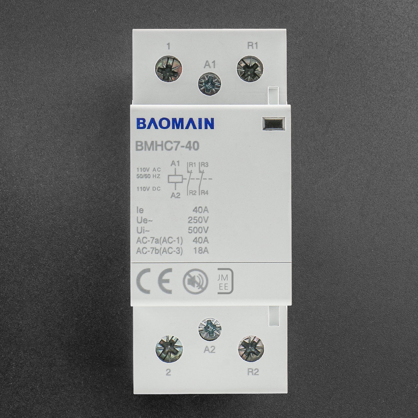 Baomain DC/AC Modular contactor 40A DC/AC12V/24V/110V/220V 2 Pole Circuit Control 35mm DIN Rail BMHC7-40