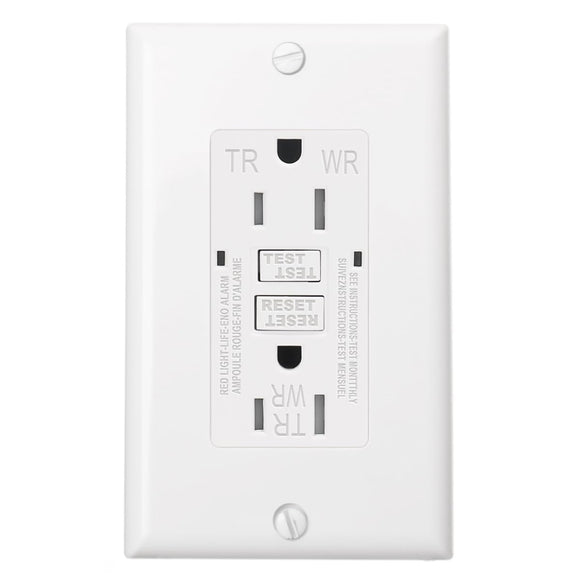 BAOMAIN GFCI Outlet Receptacle, 15Amp 125VAC 60Hz, Weather-Resistant and Tamper-Resistant, Ground Fault Circuit Interruptor, GFCI UL listed White