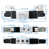 Baomain Pneumatic Solenoid Valve 4V330E-08 12V/24V/110V/220V PT1/4'' 5 Way 3 Position Internally Piloted Acting Type