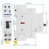 Baomain Manual Household AC Contactor HC1-25M 24V/110V/220VAC 25A 2 Pole 50/60Hz Modular Contactor Circuit Control 35mm DIN Rail