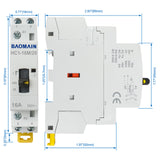 Baomain Manual Household AC Contactor HC1-16M 24V/110V/220VAC 16A 2 Pole 50/60Hz Modular Contactor Circuit Control 35mm DIN Rail