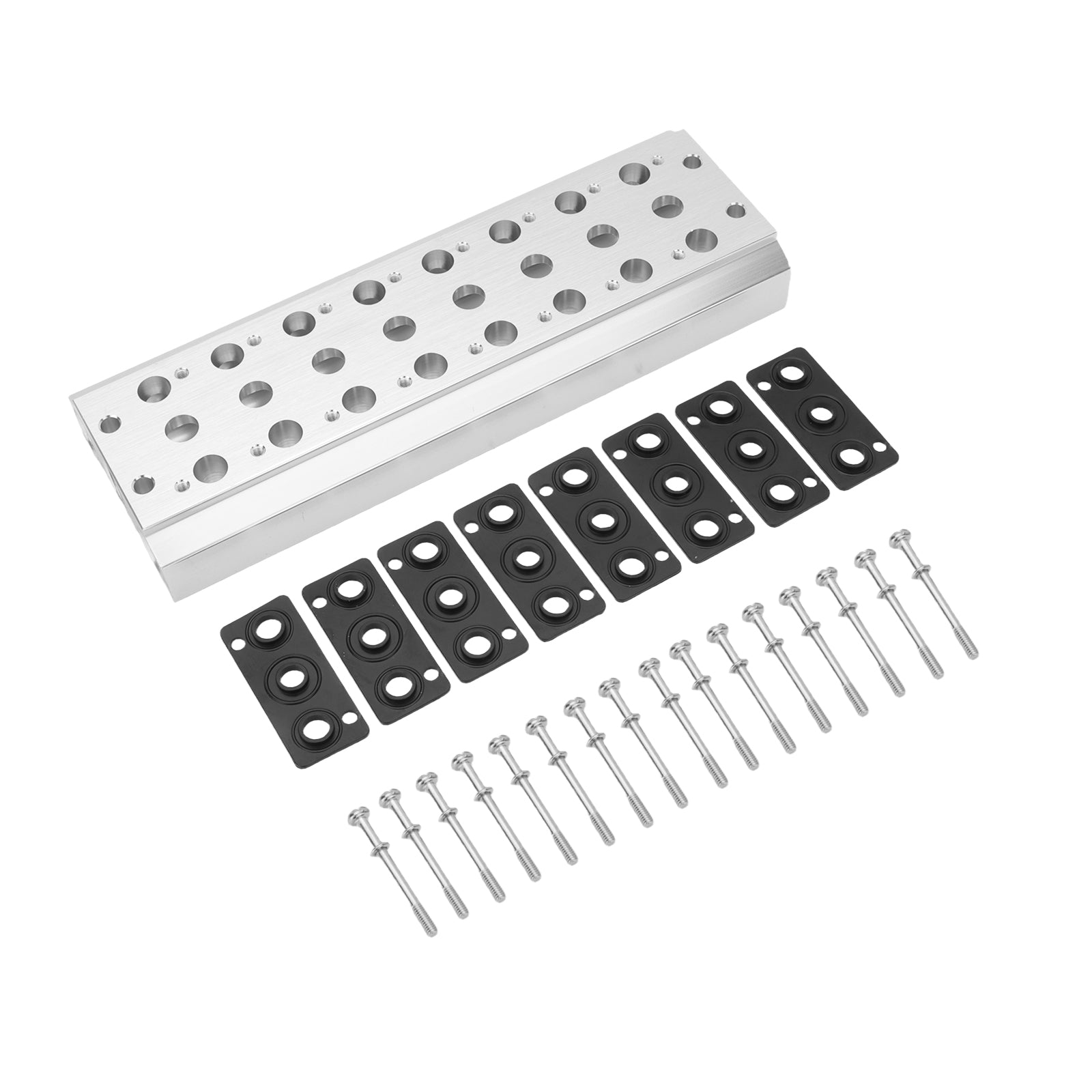 Baomain 8 Spaces 1/4" PT Thread Mainfold Mounting Base work for 4V110(4V100-8F) Pneumatic Solenoid Valve