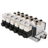 Baomain 6 Space Solenoid Valve 4V310-10 PT 3/8" 12V/24V/110V/220V 2 Position 5 way Base Muffler Quick Fittings Set