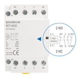 Baomain Household Contactor 4 Pole 12V/24V/110V/220V Universal Circuit Control 35mm DIN Rail Mount HC1-40(BCT-40)