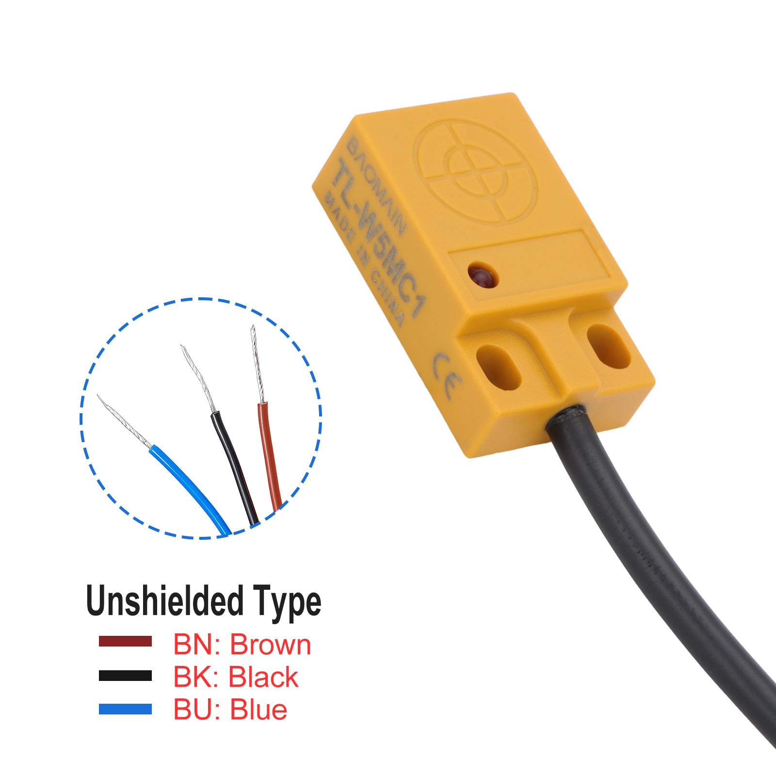 Baomain Inductive Proximity Sensor Switch TL-W5MC1 Distance 5mm NPN NO DC 10-30V 200mA 3-Wire