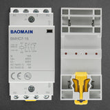 Baomain Hum-free DC/AC Modular Contactor 16A 4 Pole 12V/24V/110V/220V Circuit Control 35mm DIN Rail BMHC7-16