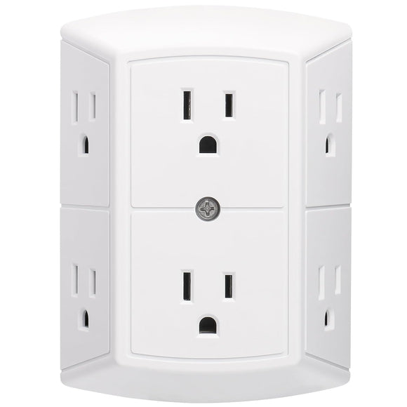 BAOMAIN Multi Plug Outlet Socket Extender, AC125V 15Amp 6 Outlet Extender Wall Plug Outlet, Splitter Power With ETL Listed Strip For School Home Office Hotel, BCC-004 White