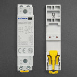 Baomain Hum-free DC/AC Modular Contactor 25A 2 Pole 12V/24V/110V/220V Circuit Control 35mm DIN Rail BMHC7-25