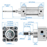 Baomain Pneumatic Air Cylinder SC 32 PT 1/8, Bore: 1 1/4 inch(32mm), Screwed Piston Rod Dual Action 1 Mpa