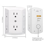 BAOMAIN Multi Plug Outlet Socket Extender, AC125V 15Amp 6 Outlet Extender Wall Plug Outlet, Splitter Power With ETL Listed Strip For School Home Office Hotel, BCC-004 White