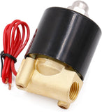 Baomain  Brass Electric Solenoid Valve 1/4 Inch DC12V/24V AC110V/220V For Air Water Valve N/C (Normally Closed) 2W-025-08