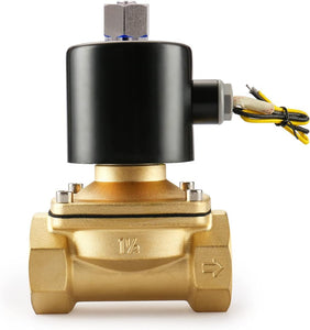 Baomain Pneumatic 1-1/2 Inch NPT 12V/24V/110V/220V 2 Way Brass Electric Normally Open Solenoid Valve For Water, Air 2W-400-40K