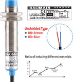 Baomain LJ12A3-4-Z/EX No 2-wire 4mm Cylindrical Inductive Proximity Sensor Switch DC 10-30V