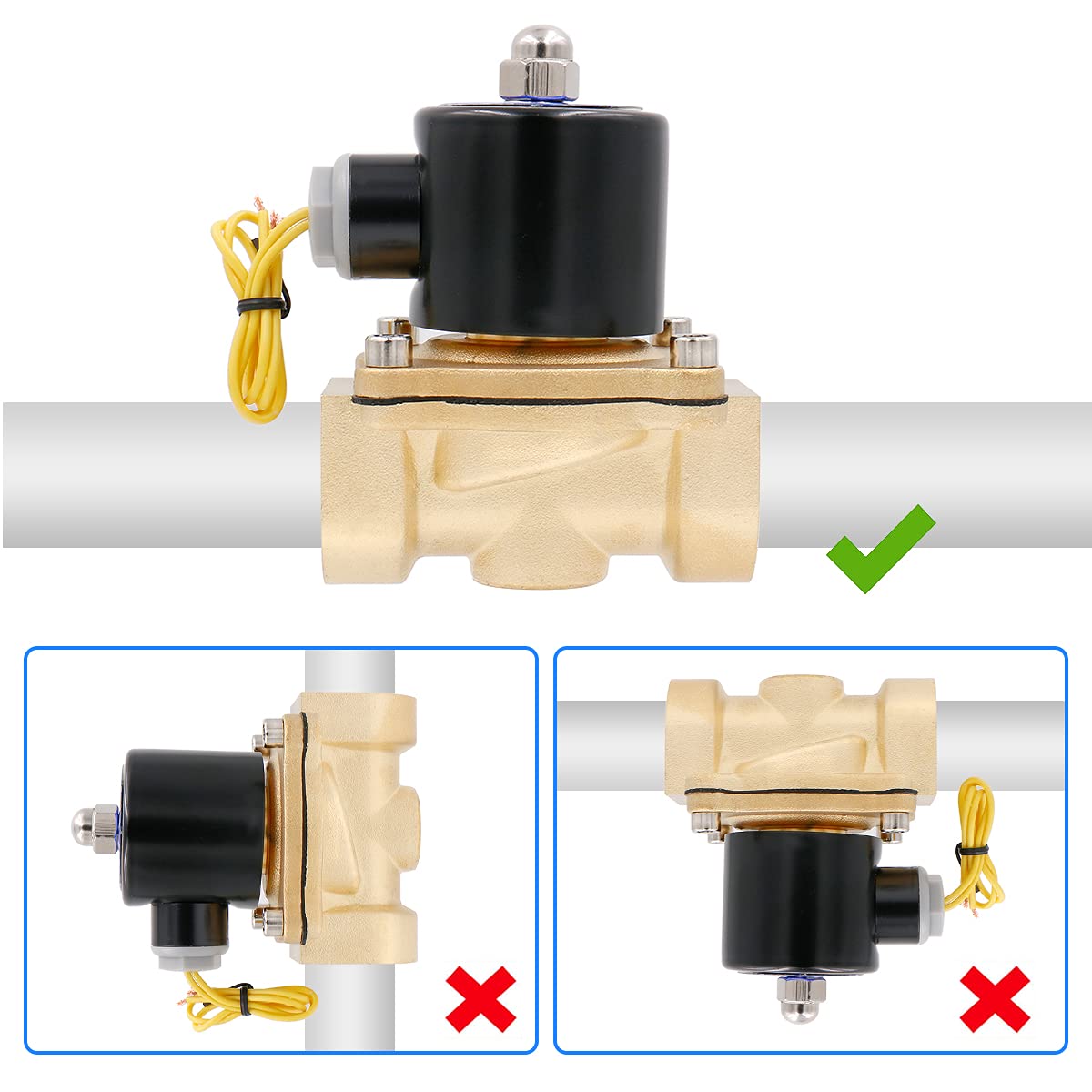 Baomain Brass Electric Solenoid Valve 1 inch DC12V/24V AC110V/220V Water Air Normally Closed Valve 2W-250-25