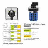 Baomain 660V 20A On-Off-On 3 Positions 16 Terminals Changeover Control Rotary Cam Switch LW28-20/D404.4