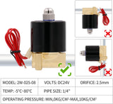 Baomain  Brass Electric Solenoid Valve 1/4 Inch DC12V/24V AC110V/220V For Air Water Valve N/C (Normally Closed) 2W-025-08