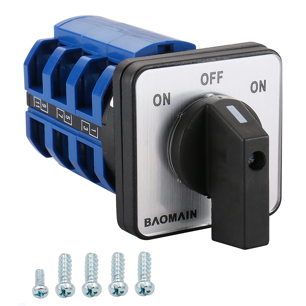 Baomain 63A Momentary Rotary Cam Changeover Selector Switch 660V 3-Pole 3-Position 12 Terminals SZW26-63/B303.3