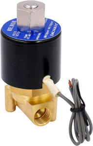 Baomain Pneumatic Electric Solenoid Valve 1/4 Inch 12V/24V/110V/220V Normally Open 2 Way Brass for Water,Air 2W-025-08K