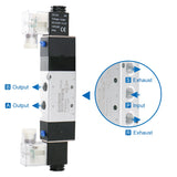 Baomain Pneumatic Solenoid Valve 4V330E-08 12V/24V/110V/220V PT1/4'' 5 Way 3 Position Internally Piloted Acting Type