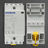 Baomain Hum-free DC/AC Modular Contactor 20A 2 Pole 12V/24V/110V/220V Circuit Control 35mm DIN Rail BMHC7-20