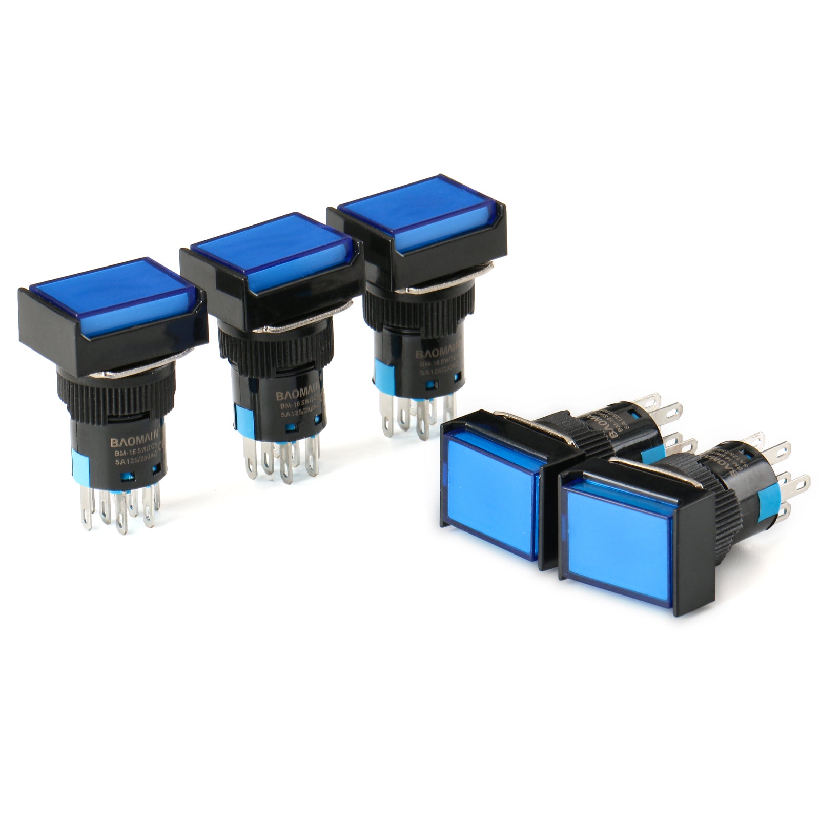 Baomain 16mm round Latching Push Button Switch 2no2nc dpdt – BAOMAIN