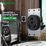 Baomain Industrial Power Wall RV Receptacle, NEMA TT-30R 30Amp 125V, 3 Pole 3 Wire Power Socket,Work for RV Trailer,UL Listed,BAS-022 Black