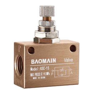 Baomain Pneumatic Flow Speed Control Valve ASC-15 One Way Two Position Famale to Famale PT 1/2''