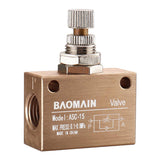 Baomain Pneumatic Flow Speed Control Valve ASC-15 One Way Two Position Famale to Famale PT 1/2''