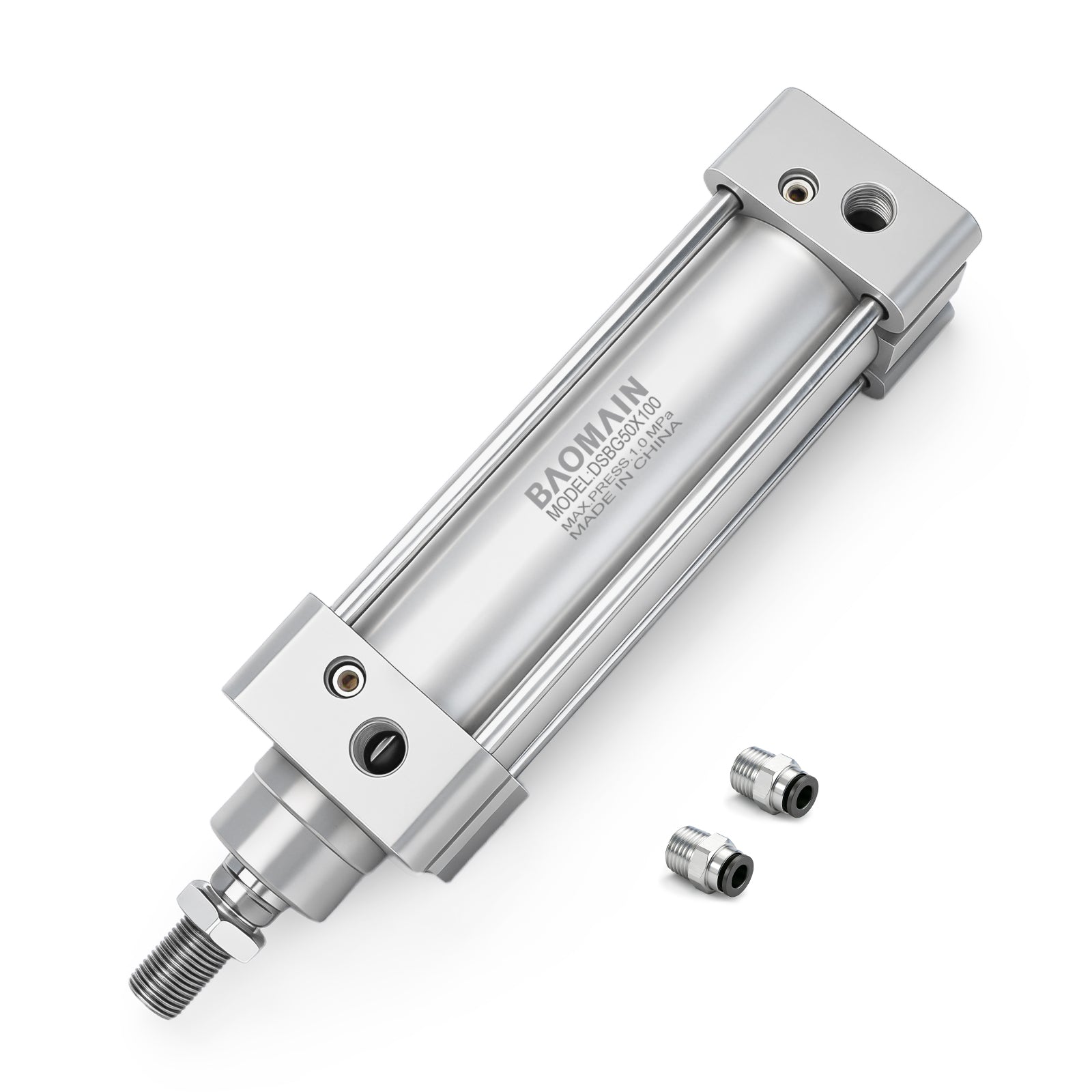 Baomain Pneumatic Air Cylinder DSBG 50 x 100,PT 1/4, Bore 2 inch(50mm), Stroke 4 inch(100mm), Dual Action 1 Mpa,for Industrial Machinery