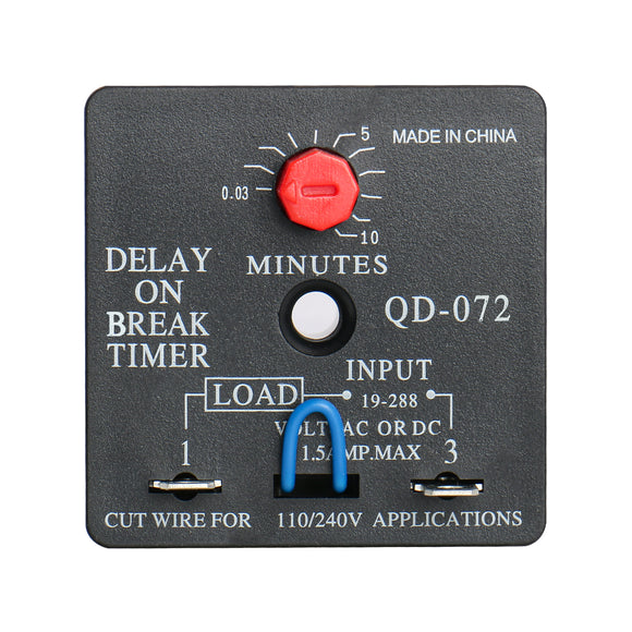 BAOMAIN Delay ON Break Timer QD-072 1.5A 18-240 VAC 0.03-10 Minutes Adjustable Time Delay Switch Replacement