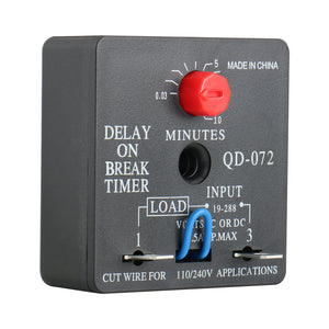 BAOMAIN Delay ON Break Timer QD-072 1.5A 18-240 VAC 0.03-10 Minutes Adjustable Time Delay Switch Replacement