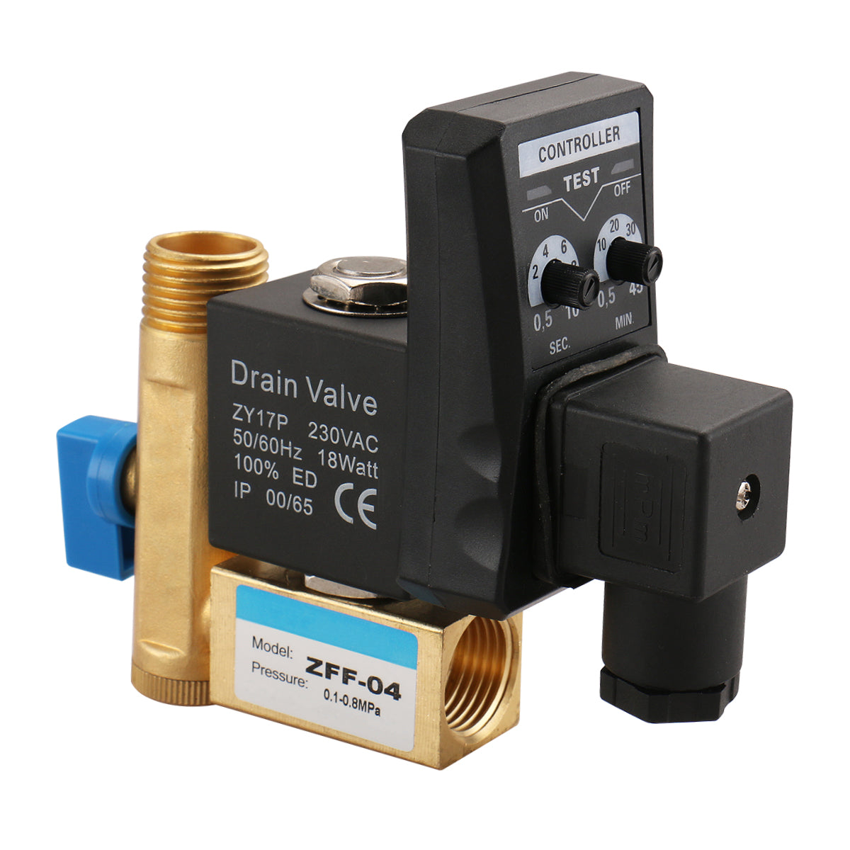 Baomain 1/2" ZFF-04 230V AC 50/60Hz Brass Drain Valve Water Air NC Control Valve