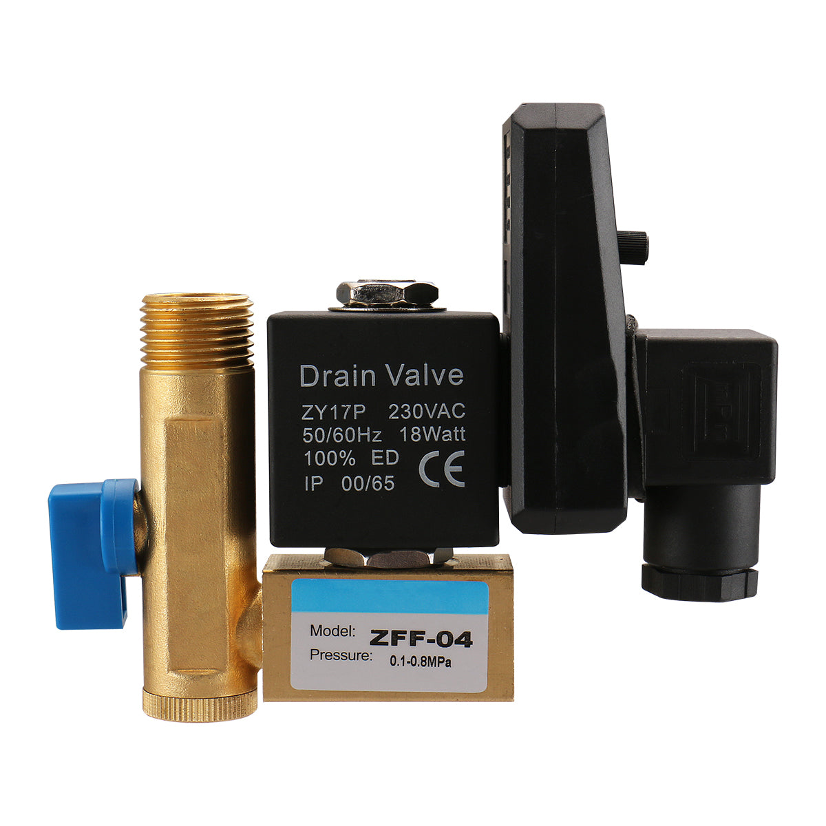 Baomain 1/2" ZFF-04 230V AC 50/60Hz Brass Drain Valve Water Air NC Control Valve