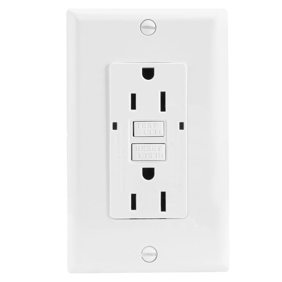 Baomain GFCI Outlets with Wallplate, 15A/20A 125V 60Hz 2500W Receptacle,LED Indicator, UL&CUL Listed, White