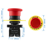 Baomain 22mm Push Button Switch 2NC N/C Red Mushroom Emergency Stop 600V 10A ZB2-BE102