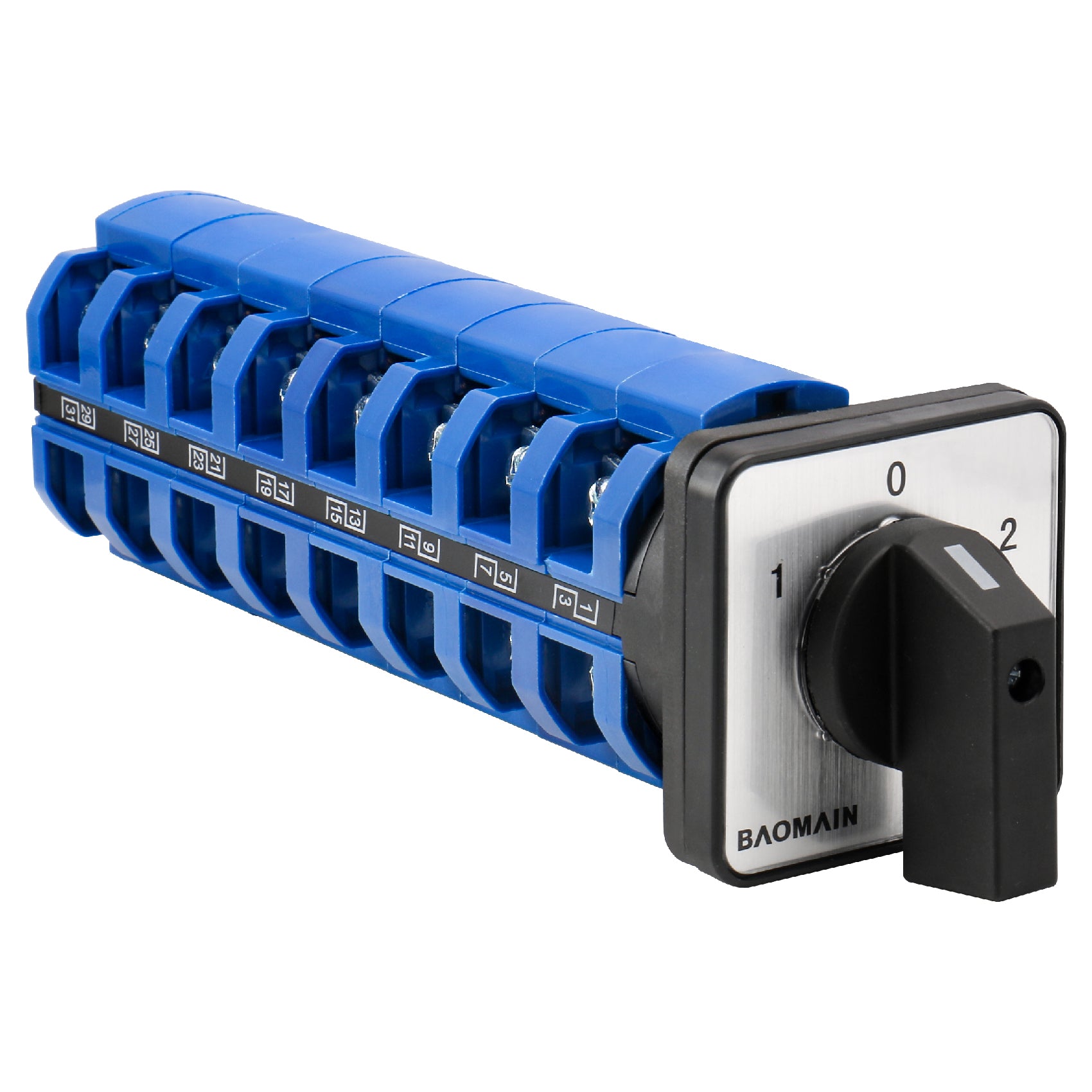 Baomain 63A Rotary Selector Cam Changeover Switch, SZW26-63/D808.8 AC 660V 3 Positions 8 Phase 32 Terminals Cam Switch