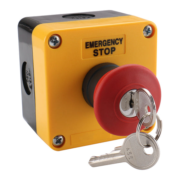 Baomain 660v Red Sign Emergency Stop Push Button Switch & Key