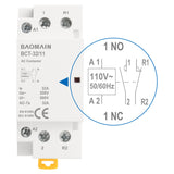 Baomain AC Contactor 32A AC12V/24V/110V/220V 2 Pole Universal Circuit Control 35mm DIN Rail Mount CE Listed BCT-32(HC1-32)