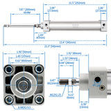 Baomain Pneumatic Air Cylinder SC 40 PT 1/4,Bore: 40mm,Screwed Piston Rod Dual Action 1 Mpa