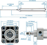 Baomain Pneumatic Air Cylinder SC 40 PT 1/4,Bore: 40mm,Screwed Piston Rod Dual Action 1 Mpa