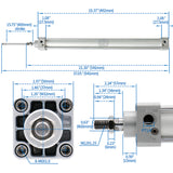 Baomain Pneumatic Air Cylinder SC 40 PT 1/4,Bore: 40mm,Screwed Piston Rod Dual Action 1 Mpa