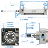 Pneumatic Air Cylinder SC 50 PT 1/4, Bore: 50mm (2 inch) Screwed Piston Rod Dual Action 1 Mpa