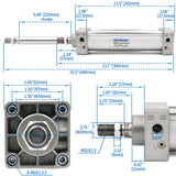 Pneumatic Air Cylinder SC 50 PT 1/4, Bore: 50mm (2 inch) Screwed Piston Rod Dual Action 1 Mpa