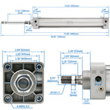 Pneumatic Air Cylinder SC 50 PT 1/4, Bore: 50mm (2 inch) Screwed Piston Rod Dual Action 1 Mpa