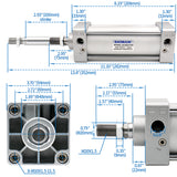 Baomain Pneumatic Air Cylinder SC 80 PT 3/8,Bore: 80mm,Screwed Piston Rod Dual Action 1 Mpa