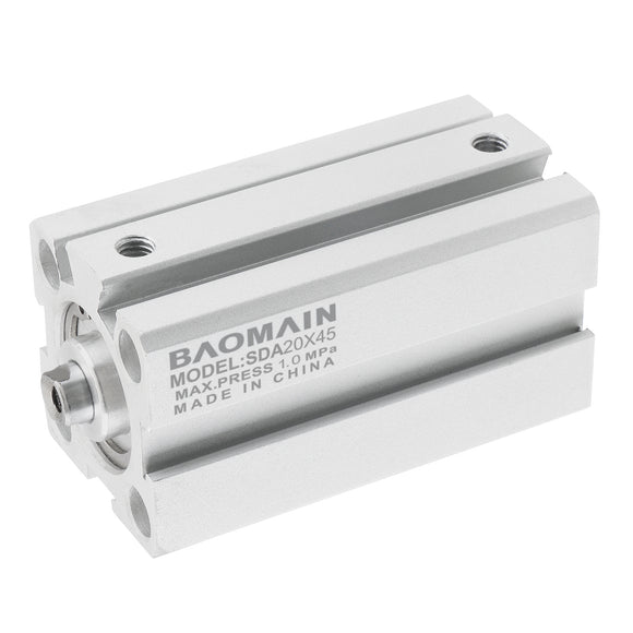 Baomain Compact Thin Pneumatic Air Cylinder SDA 20 Series 20mm Bore Double Action M5 Port