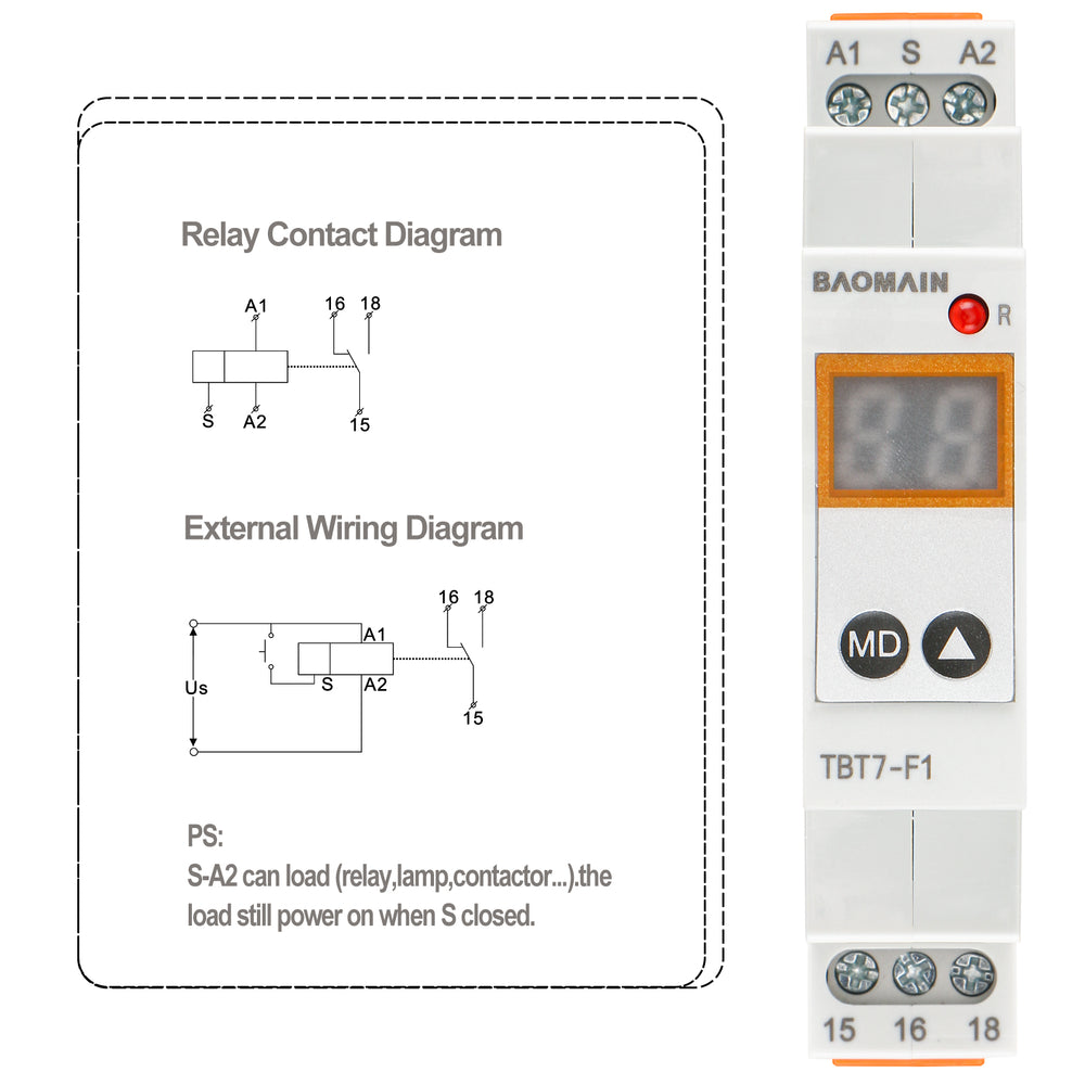 Digital Multi-Function Time Relay, 16A/250V 20-Delay Modes 0.1s~99d ...