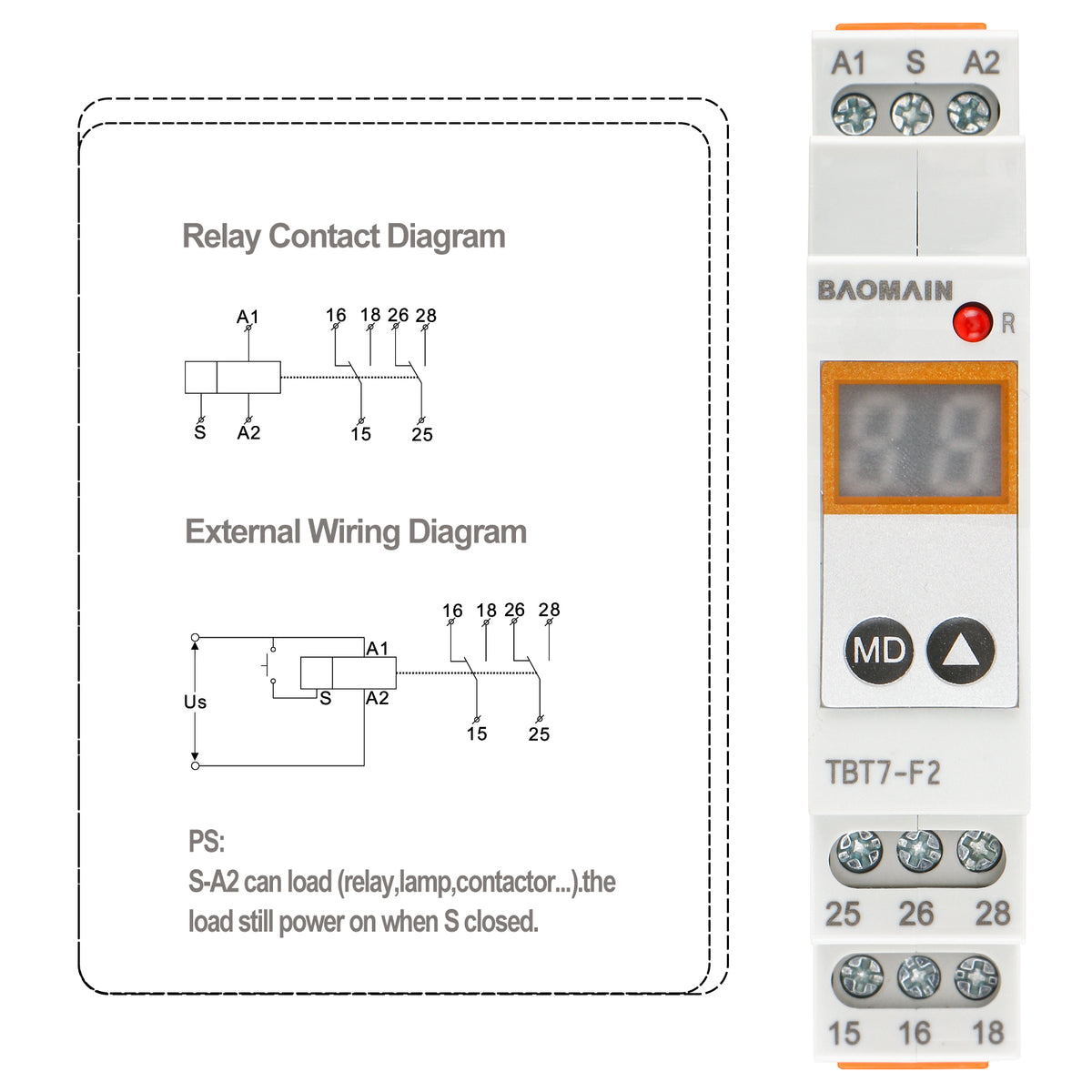 Digital Multi-Function Time Relay, 16A/250V 20-Delay Modes 0.1s~99d ...