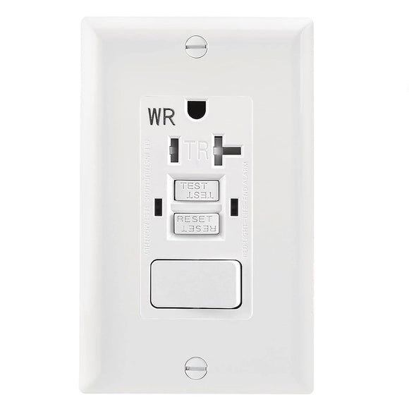 BAOMAIN GFCI Outlet,Tamper Resistant&Weather Resistant GFCI Receptacle 20Amp with Combination Switch,ETL Listed,Back &Side Wire,White